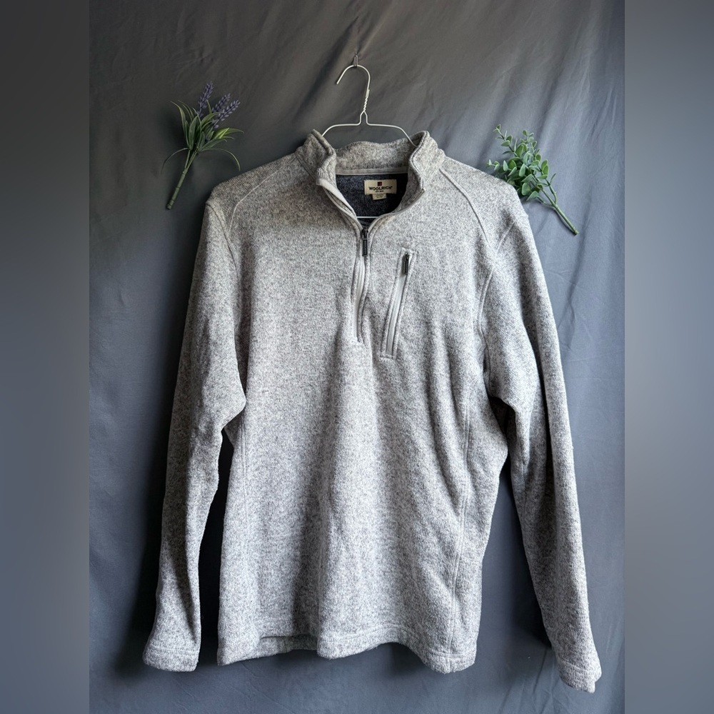 Woolrich Men's Heather Gray Zip-Up Sweater